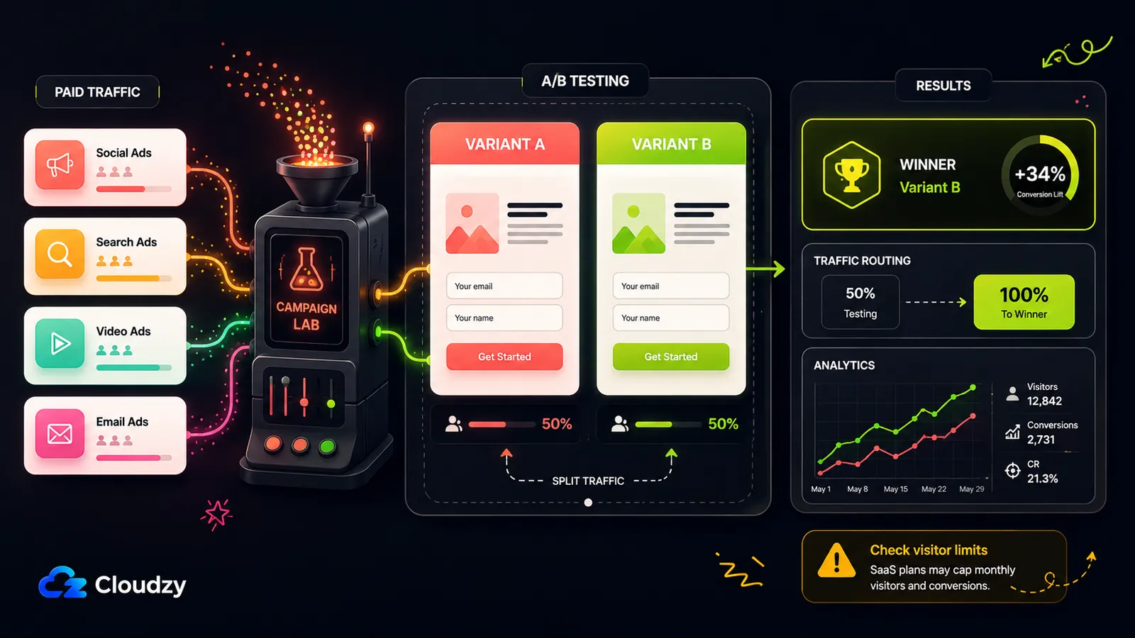 Leadpages and Unbounce SaaS landing page builder interfaces compared side by side