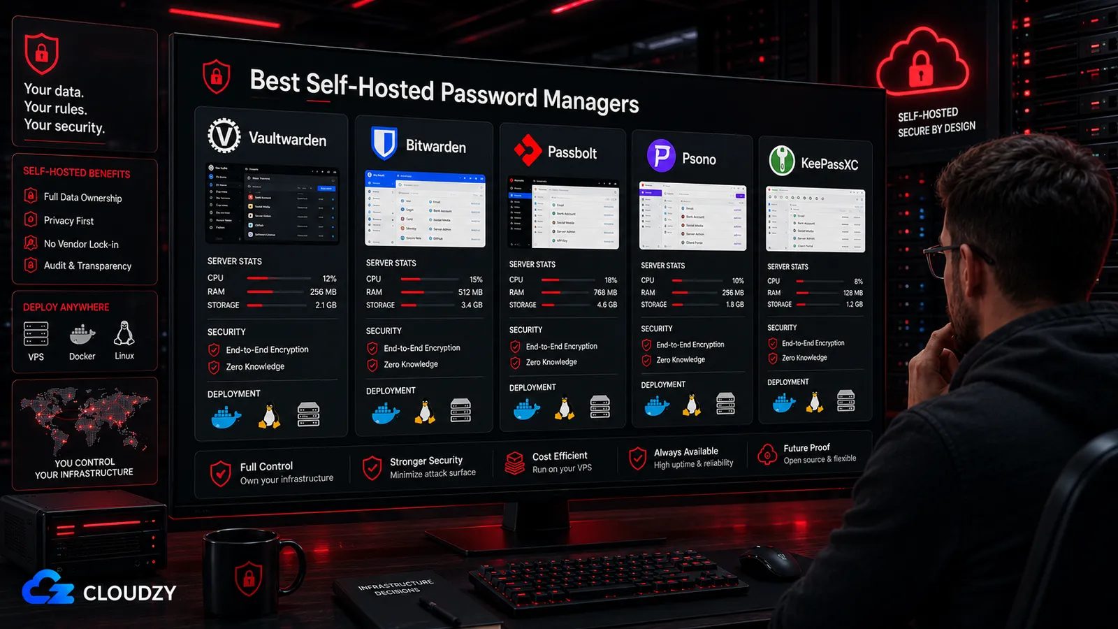 Comparison of self-hosted password manager options for VPS deployment in 2026