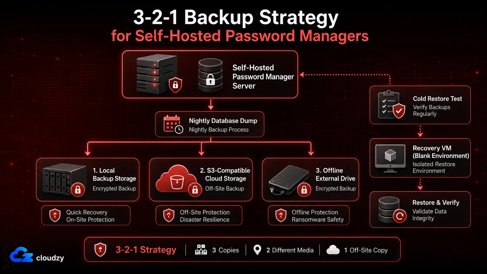 Overview of self-hosted password manager tools Vaultwarden, Bitwarden, Passbolt, Psono, and KeePassXC compared by stack and use case