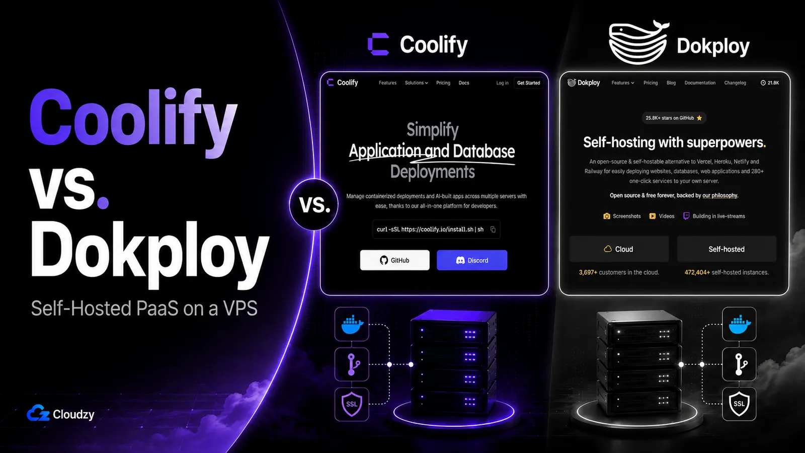 Coolify vs Dokploy: self-hosted PaaS on a VPS, compared on Docker Compose, security, licensing, and resource use.
