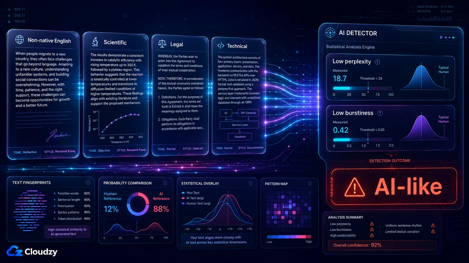 AI detectors falsely flag non-native English writers and disciplined legal, scientific, and technical writing most often because that prose reads as low perplexity